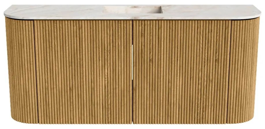 Mondiaz Joya DLux 95cm toiletmeubel ronding links/rechts oak met wastafel faye midden 1 kraangat frappe