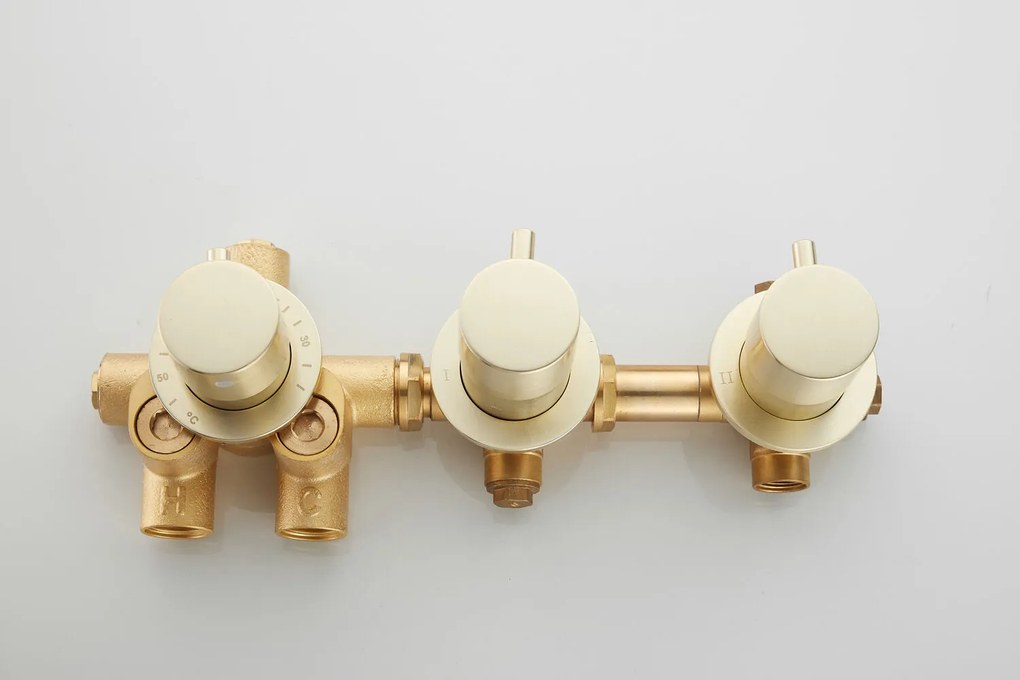 Saniclear Plus inbouw regendouche met inbouw douchekop 30x30cm en 2 standen handdouche geborsteld messing - mat goud