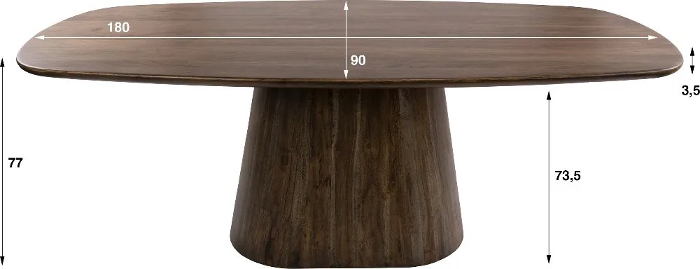 Ovale Eettafel Acaciahout 180cm - 180 X 90cm.