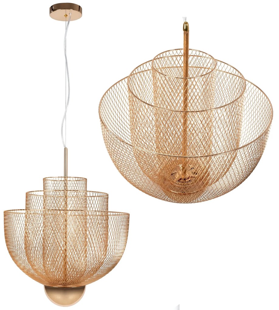 Hangende opengewerkte plafondlamp rosé goud APP888-CP