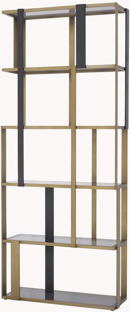 Metalen wandrek Clio met glazen planken