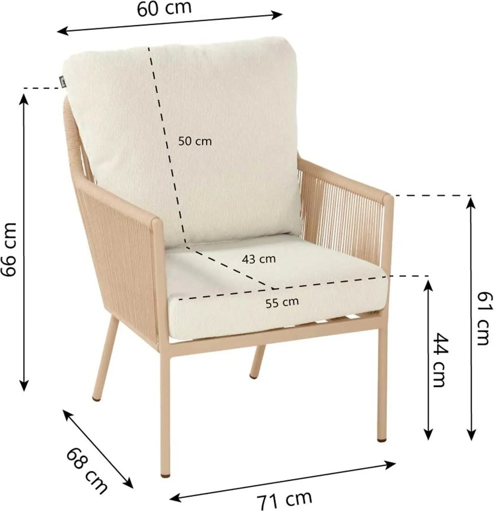 Tuinset Ronde Tuintafel 4 personen 120 cm Rope Taupe  Hartman Zaragoza/Zaragoza
