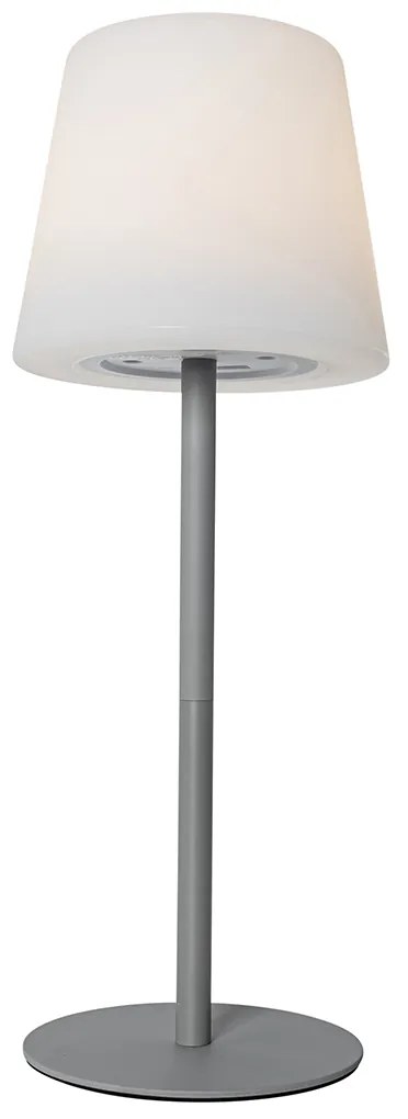 Buitenlamp Tafellamp grijs oplaadbaar incl. LED en dimmer IP54 - Jude Modern IP54 Buitenverlichting rond Lamp