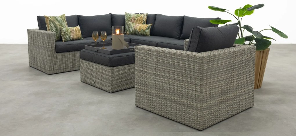 Atlanta wicker loungeset 5-delig – Vintage grey - Garden impressions