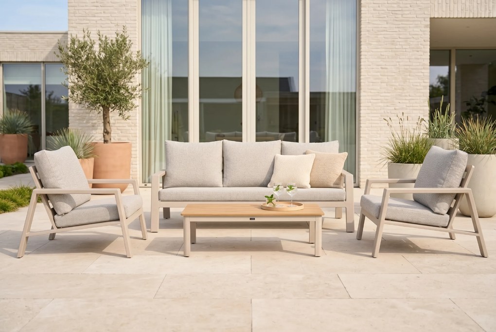 Stoel en Bank Loungeset 5 personen Aluminium Zand/Beige Lifestyle Garden Furniture Melone