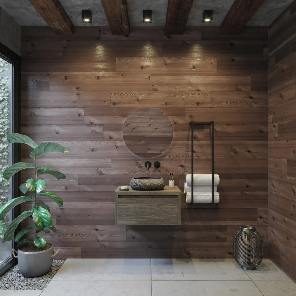 Gliss Design Ares badmeubel 60cm castle brown met rivierstenen waskom