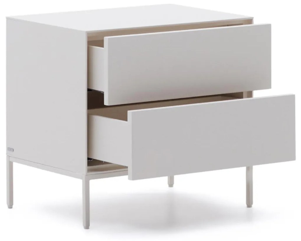 Kave Home Vedrana Design Nachtkastje Wit Met Lades - 60x40x55cm.