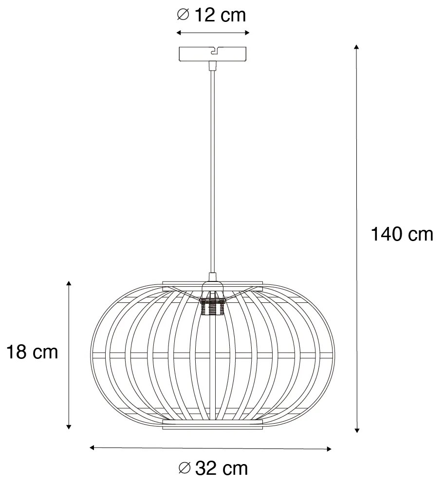 Oosterse hanglamp bamboe 32 cm - AmiraOosters E27 rond Binnenverlichting Lamp