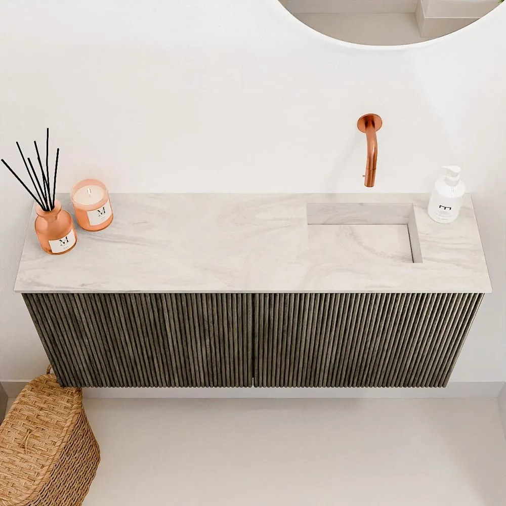 Mondiaz Joya DLux 90cm toiletmeubel shadow met wastafel faye rechts zonder kraangat ostra