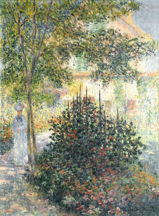 Kunstreproductie Camille Monet in the Garden at Argenteuil (1847–1879), Claude Monet