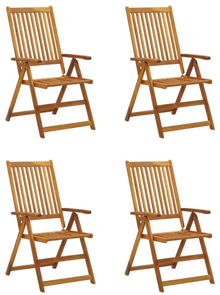 vidaXL Tuinstoelen 4 st verstelbaar met kussens massief acaciahout