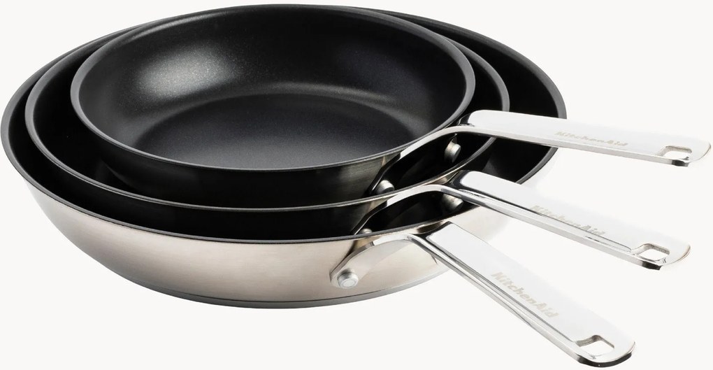 Braadpannen Kitchenaid met antiaanbaklaag, 3-delig