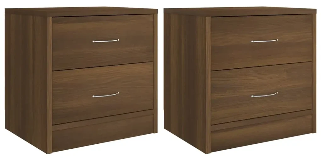 vidaXL Nachtkastjes 2 st 40x30x40 cm bewerkt hout bruineikenkleurig