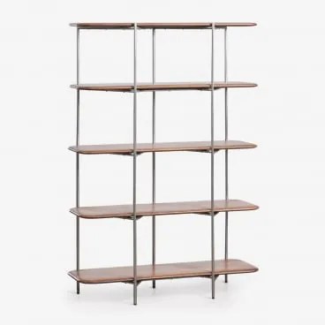 Vimara Boekenplank Van Mangohout En Roestvrij Staal 110 X 165 Cm - Sklum
