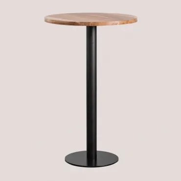 Ronde Hoge Bartafel Van Macchiato Acaciahout Ø70 Cm & Zwart - Sklum