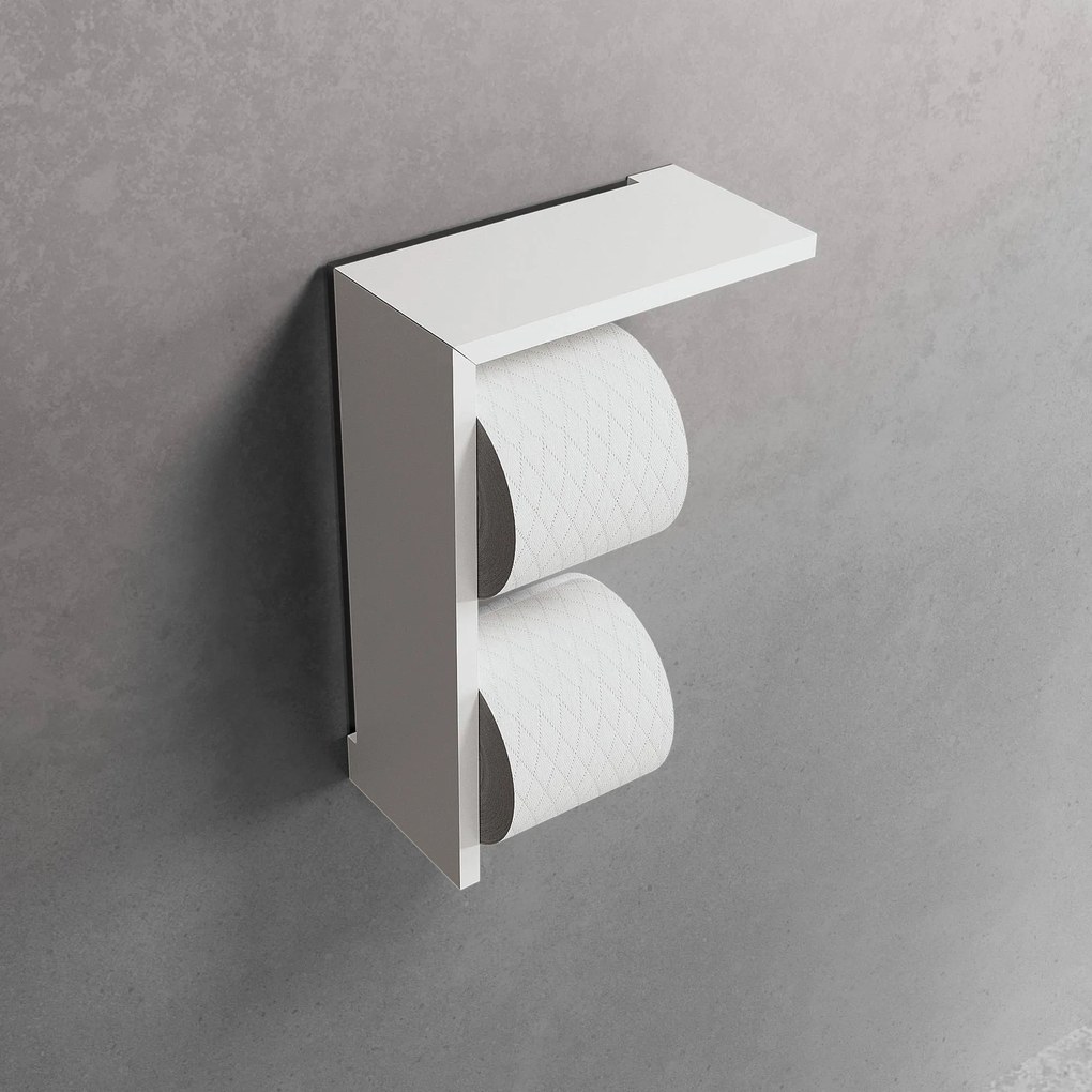 Novellini Frame toiletrolhouder met planchet 21,2x9,7x31,1cm mat wit