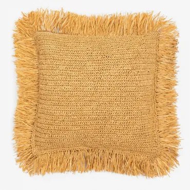 Vierkant Kussen 45x45 Cm Van Gevlochten Raffia Doncka Natuurlijk - Sklum