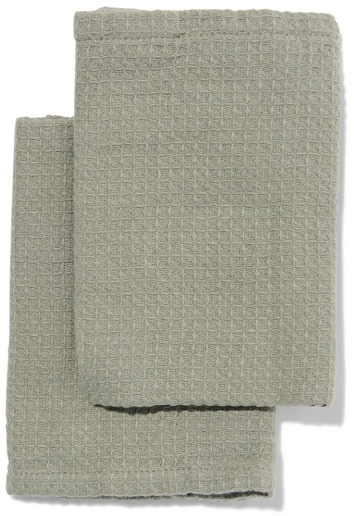 HEMA Vaatdoekjes Wafelstructuur 30x30 Groen - 2 Stuks (groen)