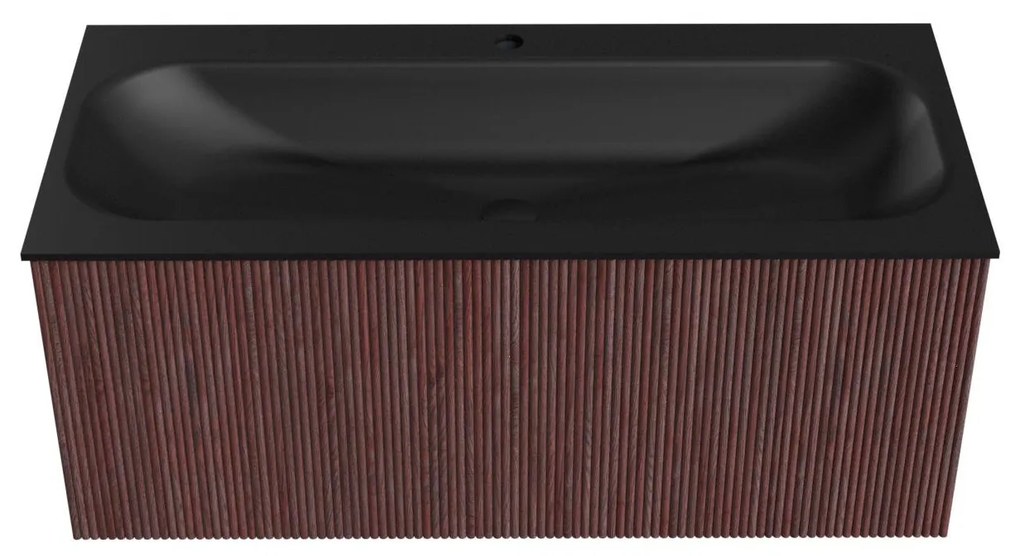 Mondiaz Kurve 100cm badmeubel ruby met 1 lade en wastafel big medium midden 1 kraangat urban