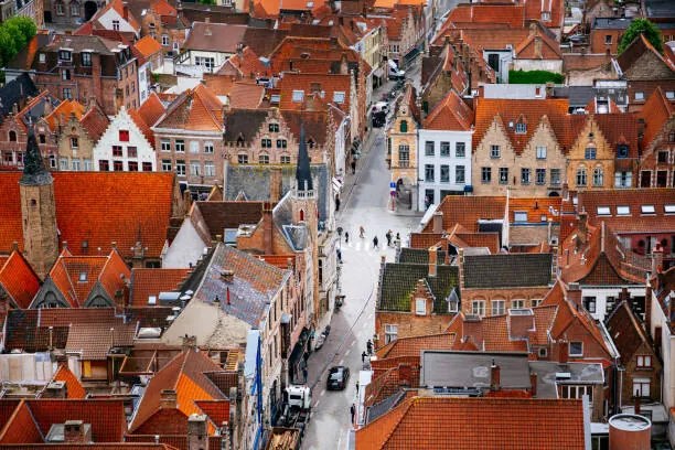 Foto Bruges from above with Red Roofs., Andrey Danilovich