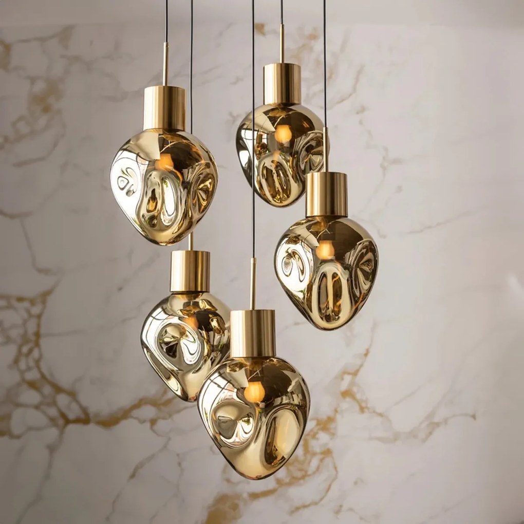 Trapse Hanglamp Gedeukt Glas Goud