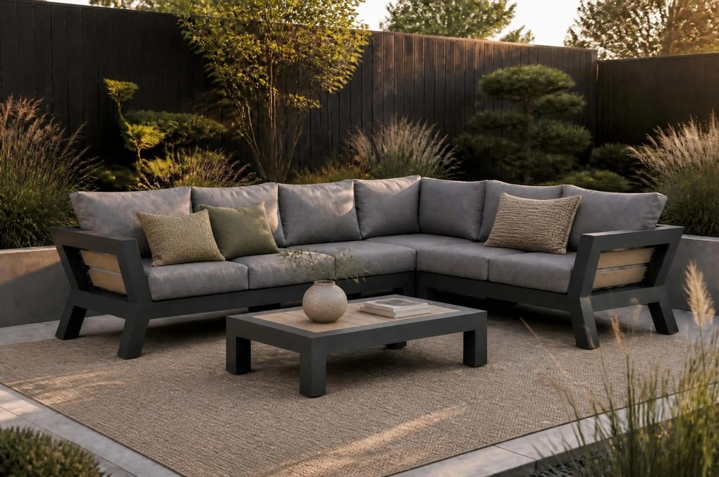Hoek loungeset 6 personen Aluminium Grijs Santika Furniture Santika Yovita