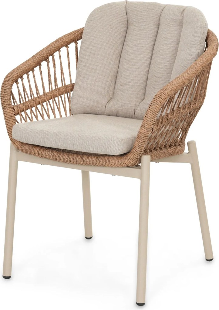 Tuinset Ronde Tuintafel 6 personen 150 cm Rope Taupe De Laan Projects