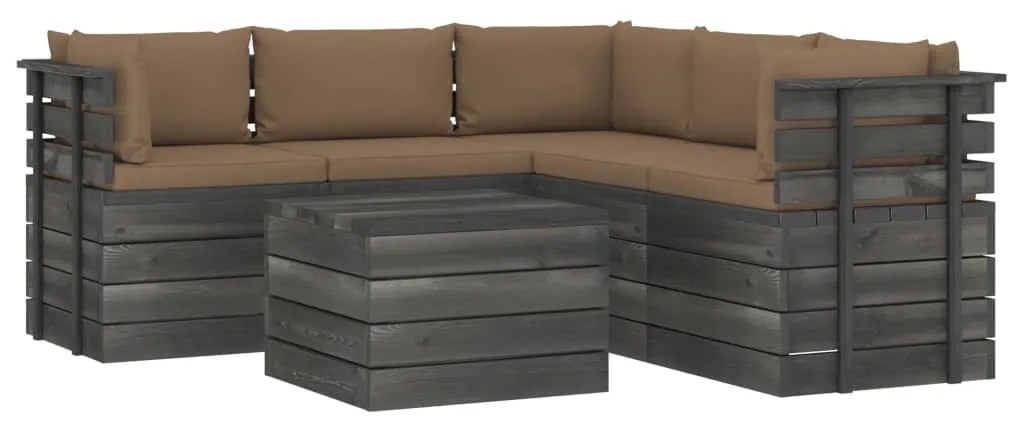 vidaXL 6-delige Loungeset met kussens pallet massief grenenhout