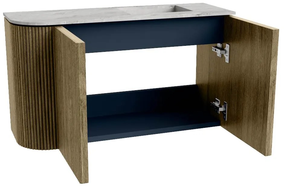 Mondiaz Joya DLux 70cm toiletmeubel ronding links dusk met wastafel faye rechts zonder kraangat glace
