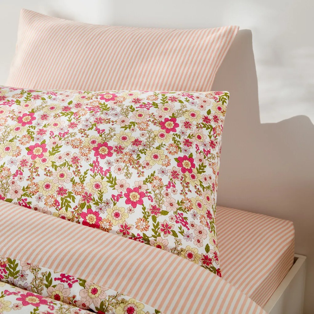 Kinderkussensloop, van flanel, met bloemenprint, MEREDITH