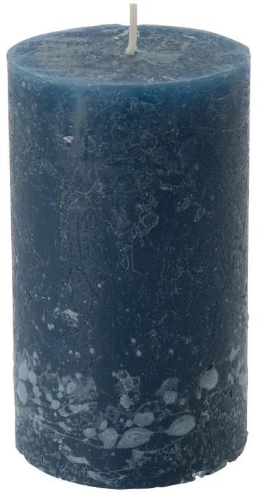 Kaars rustiek donkerblauw - 7x12 cm