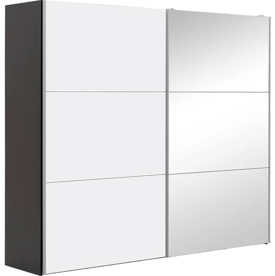 Goossens Kledingkast Easy Storage Sdk, 250 cm breed, 220 cm hoog, 1x 3 paneel schuifdeur li en 1x 3 paneel spiegel schuifdeur re