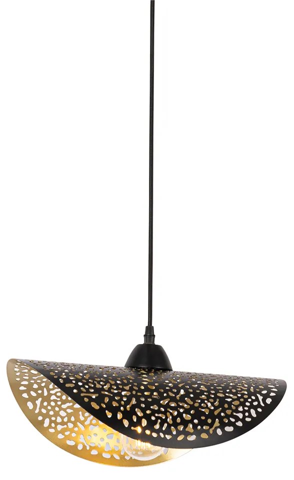 Oosterse hanglamp zwart met goud 35 cm - Japke