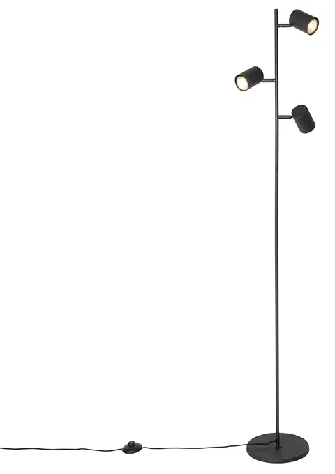 Smart vloerlamp zwart 3-lichts incl. 3 Wifi GU10 50mm - Jeana Modern GU10 rond Binnenverlichting Lamp