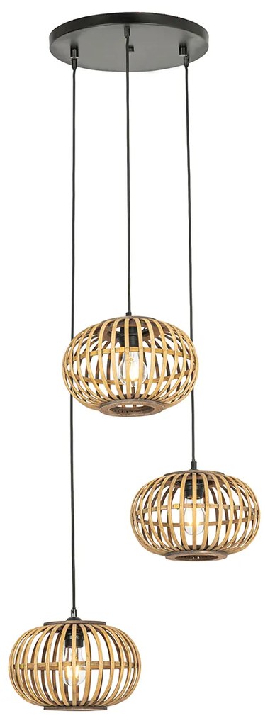 Oosterse hanglamp bamboe 3-lichts rond - Amira