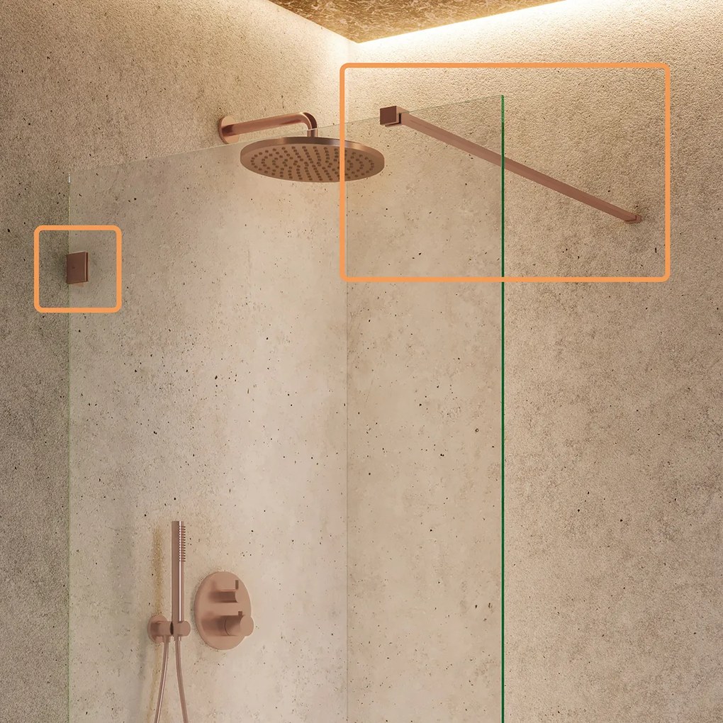 Saniclear Modern klemmen + stabilisatiestang 100cm geborsteld koper