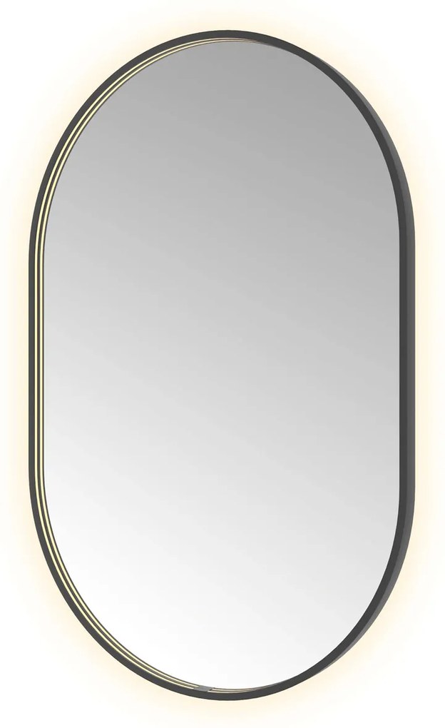 Hotbath &More Oval spiegel ovaal 80x120cm geborsteld zwart PVD