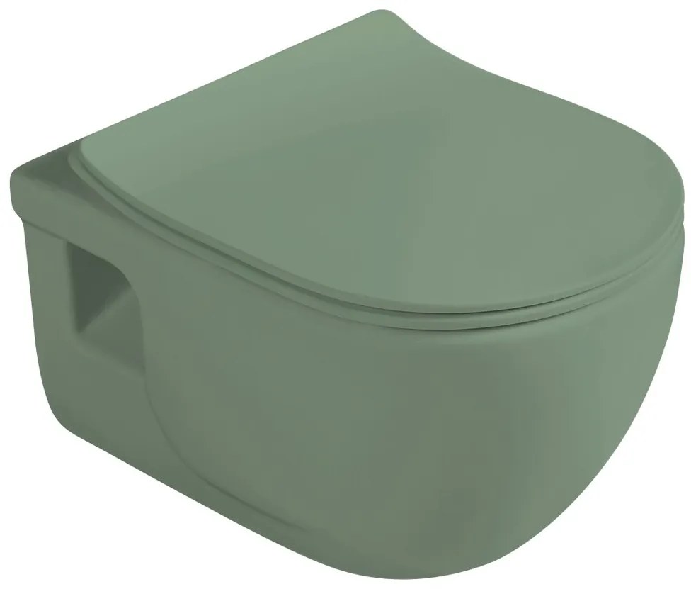 Sapho Brilla randloos toilet met zitting 36.5x53cm groen mat