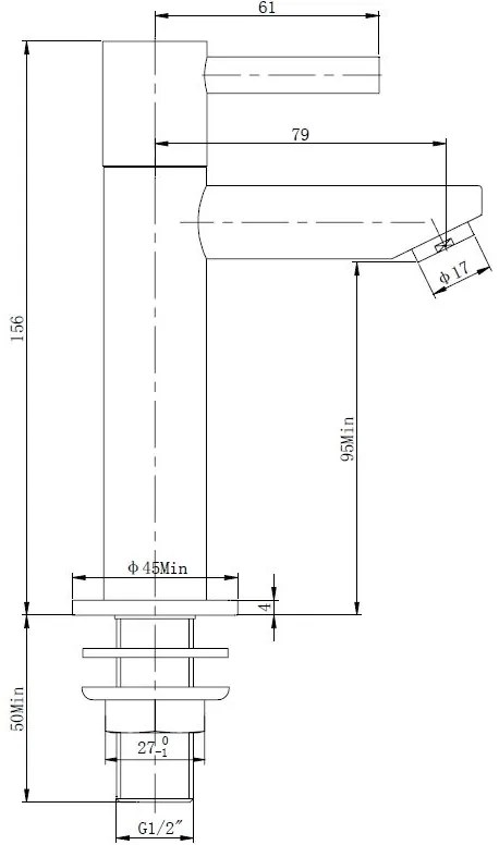 Mueller Round XL toiletkraan hoog geborsteld staal PVD