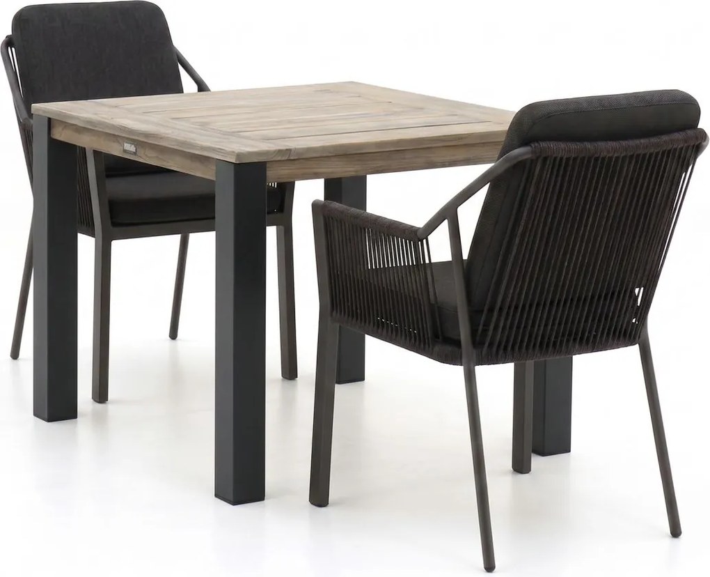 Diningset Tierra Outdoor | 2 personen teakhout | Tuinset stapelbaar | 3-delig | Kees Smit Tuinmeubelen