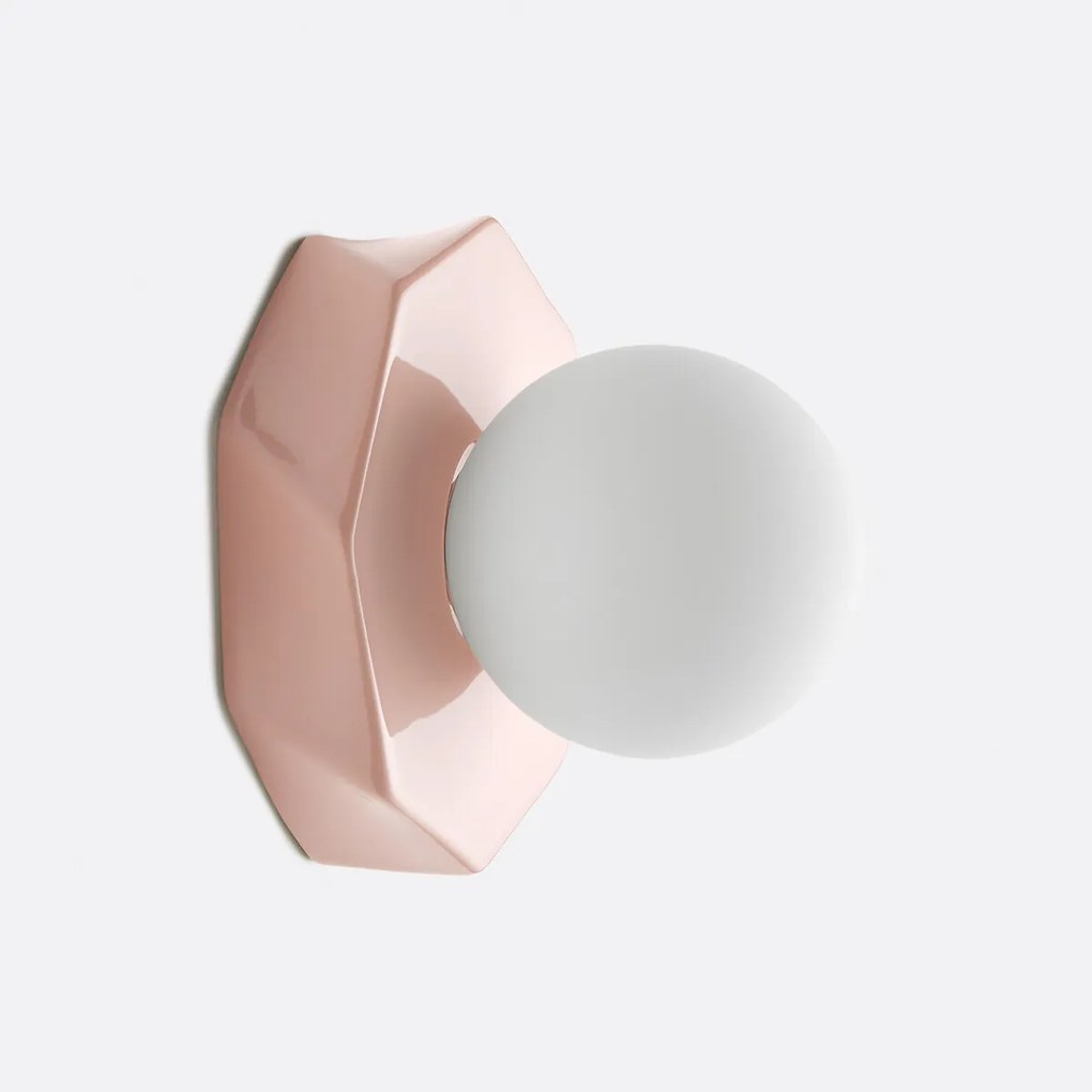 Wand- of plafondlamp, facet geslepen, keramiek en opaline glas, HOLI