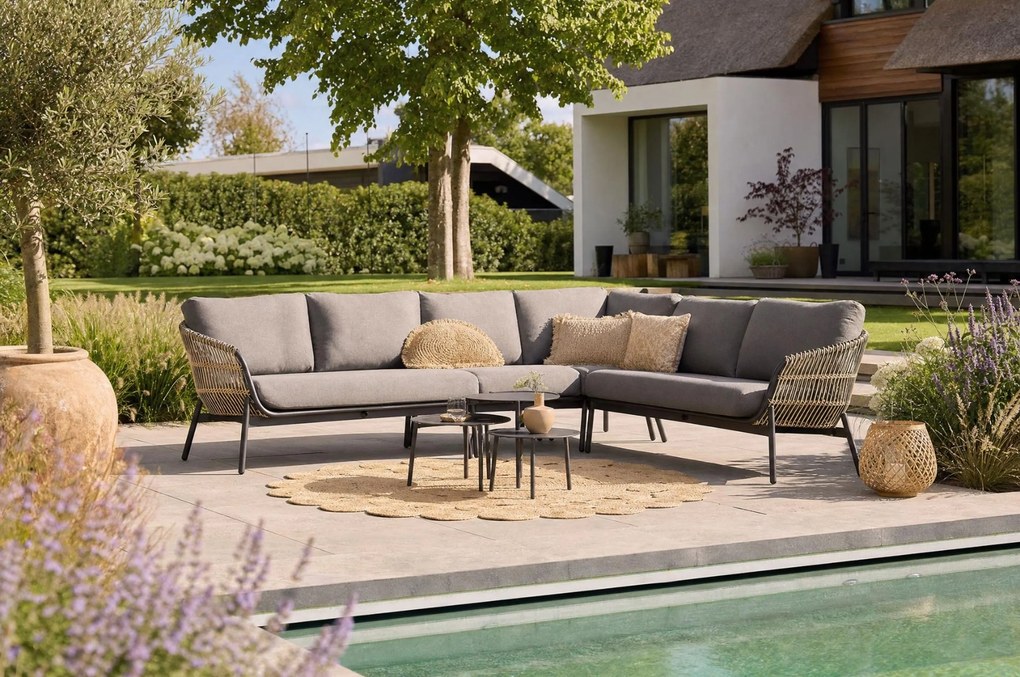 Hoek loungeset 5 personen Aluminium/wicker Taupe  Coco Nathan/Pacific