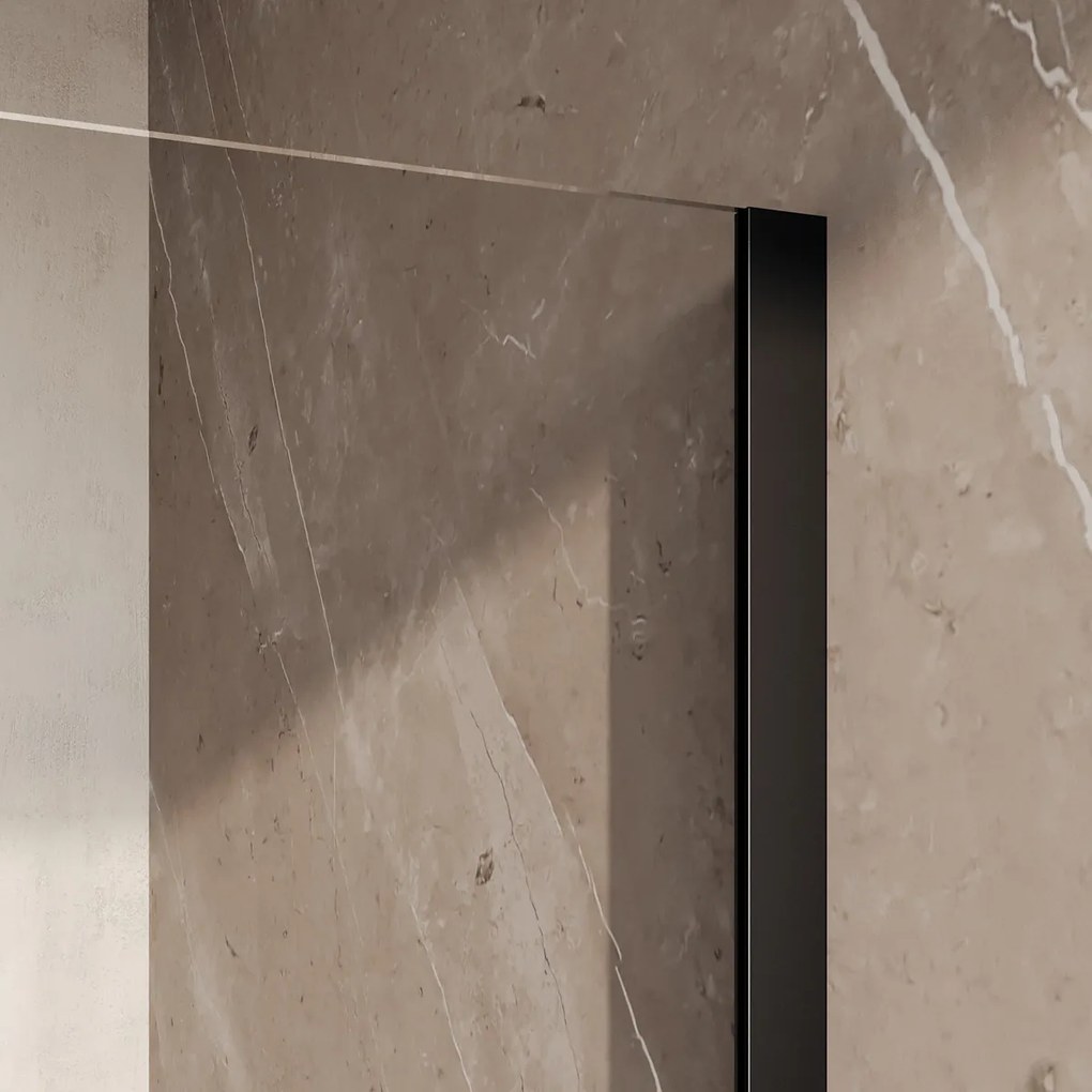 Brauer Oblivion inloopdouche helder glas 130cm met 40cm zijwand zwart mat