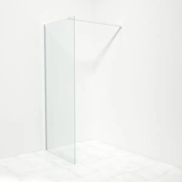 Saniclass Bellini inloopdouche 85x200cm met 8mm helder glas met mat wit profiel en stabilisatiestang