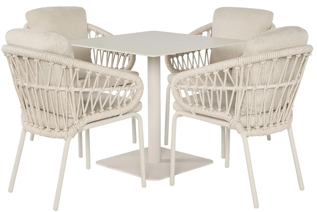 Suns Tosca Nova dining tuinset 80x80xH76,5 cm 5 delig camel sand latte
