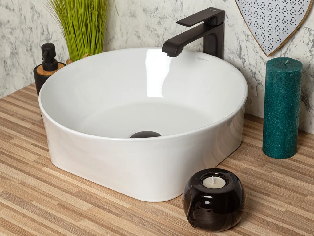 Kerra KR919 waskom rond glans wit 40x40x14cm