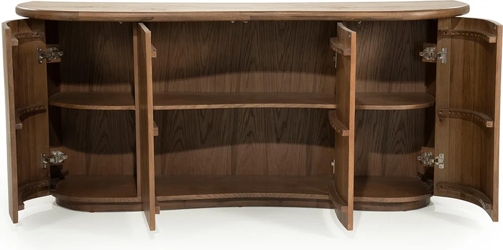 Eiken Dressoir Golvend Design Bruin - 180x50x80cm.