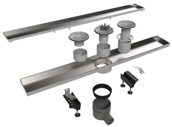 Easy Drain Tegeldrain tegelgoot met zijuitloop 9.8x120cm 50mm RVS edt1200