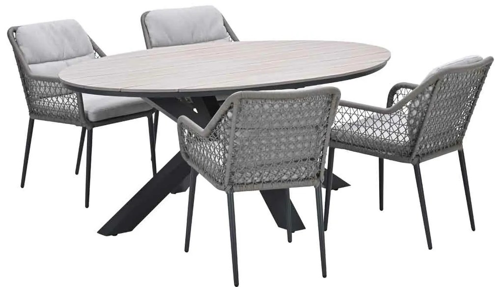 Garden Impressions Pemba tuinset 5-delig - Tulli tuintafel 180x115 cm - light teak vironwood
