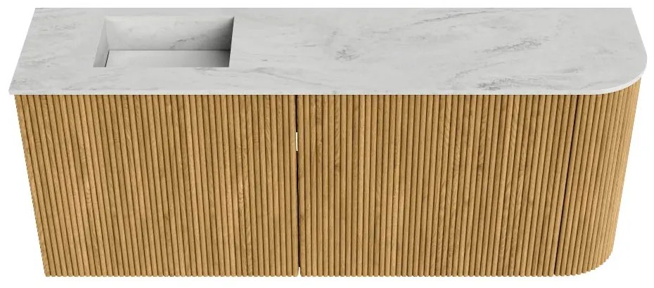 Mondiaz Joya DLux 100cm toiletmeubel ronding rechts oak met wastafel faye links 1 kraangat opalo